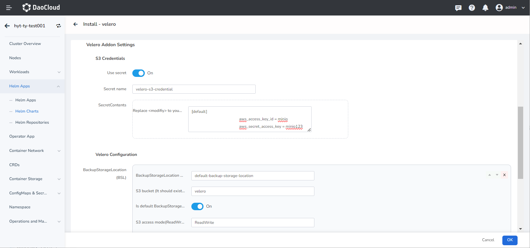 Parameter Settings