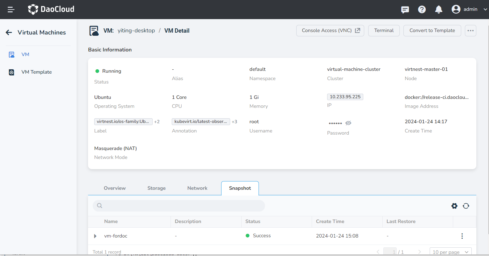 Virtual Machine Details